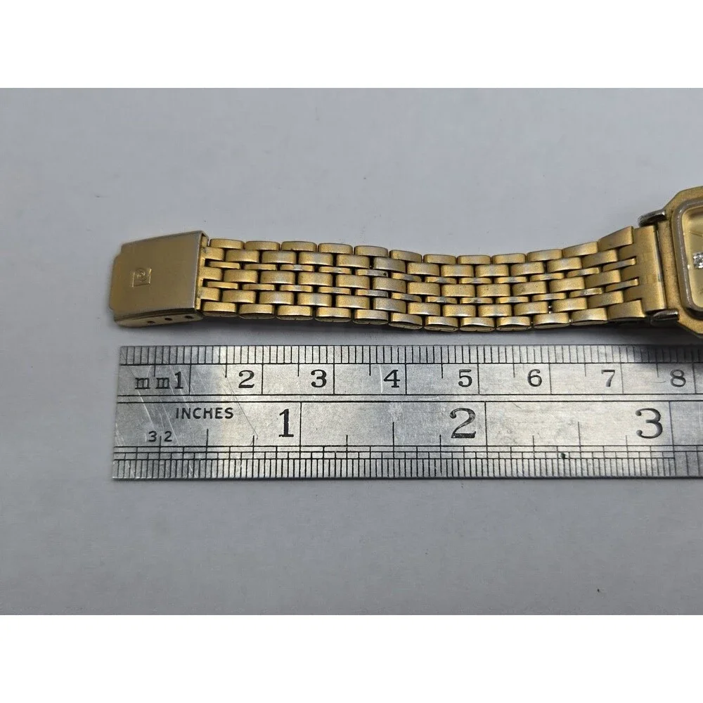 Womens Vintage Pierre Cardin Gold Tone Slim Tank Quartz Watch Dress New Battery